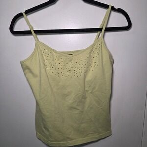 Style & Co Green Rhinestone Cami Top Women's Medium Stretch Spaghetti Strap Tank